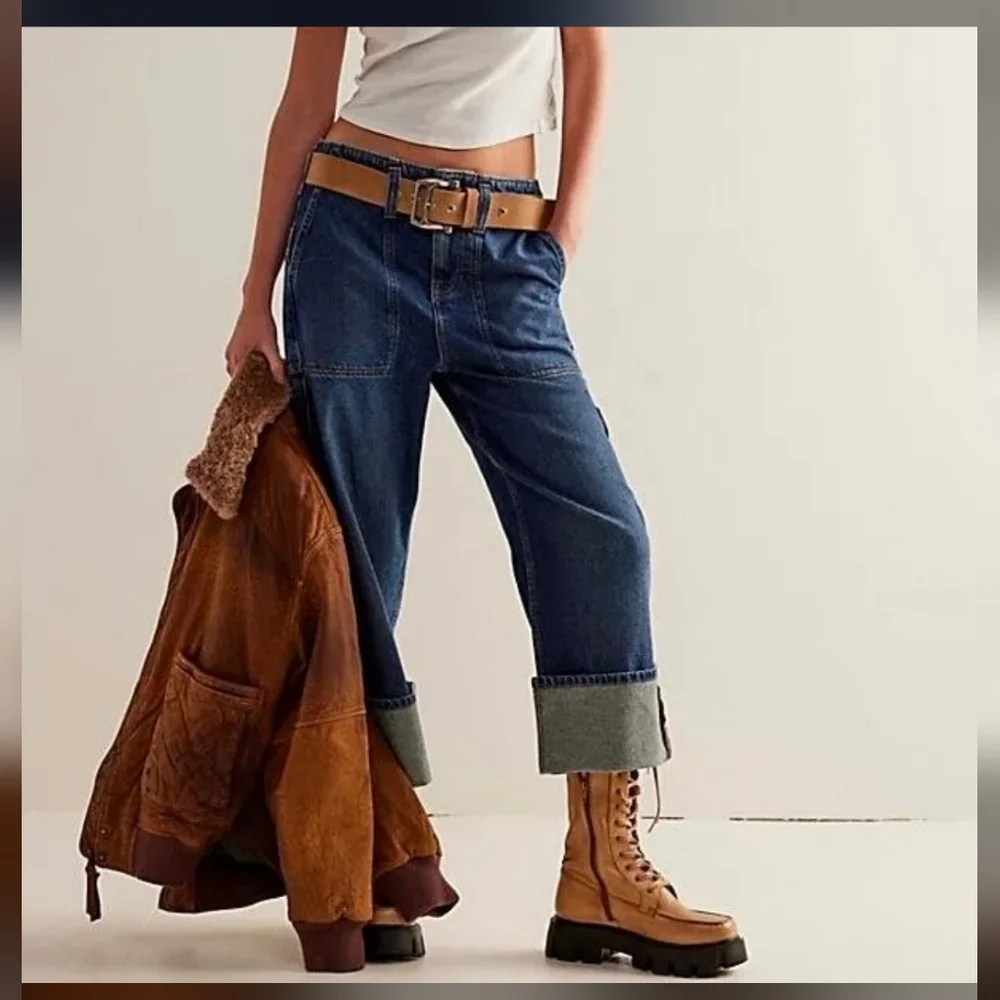 NEW Free People Major Leagues Mid Rise Cuffed Jeans - Picture 1 of 15